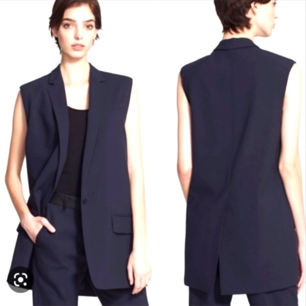 rag & bone Navy Sleeveless Longline Blazer